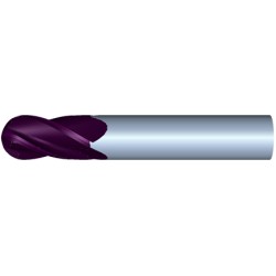 9mm Diameter 4 Flute 22mm Cut 70mm Length 10mm Round Shank Single End Ball Nose TiALN