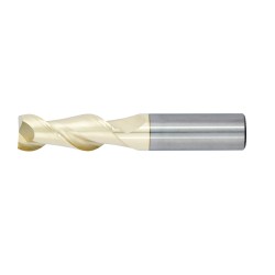 1" Diameter 2 Flute 1-1/2" Cut 4" Length 1" Round Shank 45DEG Helix Single End .030 Corner Radius ZrN