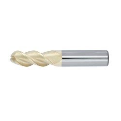 1/4" Diameter 3 Flute 3/4" Cut 2-1/2" Length 1/4" Round Shank 45DEG Helix Single End Ball Nose ZrN
