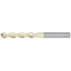 1/2" Diameter 2 Flute 3" Cut 6" Length 1/2" Round Shank 45DEG Helix Single End Ball Nose ZrN