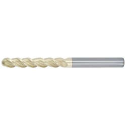 1" Diameter 3 Flute 3" Cut 6" Length 1" Round Shank 45DEG Helix Single End Ball Nose ZrN