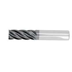 1" Diameter 5 Flute 1-1/2" Cut 4" Length 1" Round Shank Single End .030 Corner Radius TiALN 