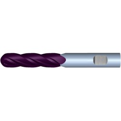 1" Diameter 4 Flute 2-1/4" Cut 5" Length 1" Weldon Shank Single End Ball Nose TiALN
