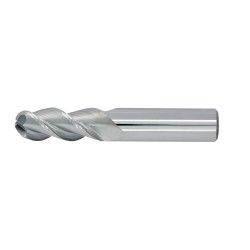 1/4" Diameter 3 Flute 3/4" Cut 2-1/2" Length 1/4" Round Shank 45DEG Helix Single End Ball Nose Uncoated