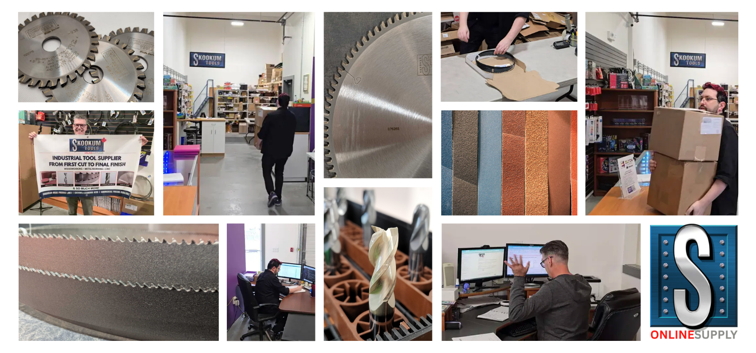 The Skookum Tools team at work, with order packing, warehouse and product photos